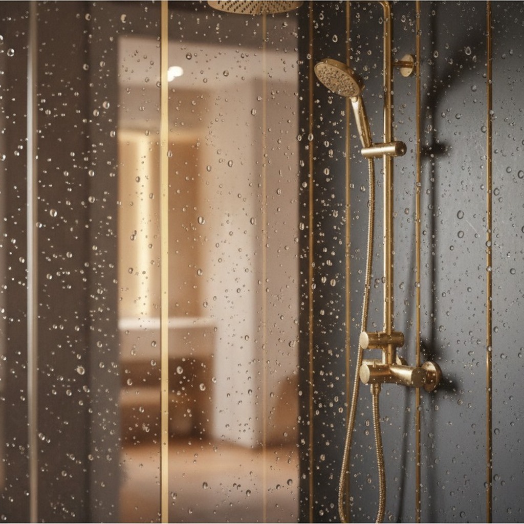 Luxe douche-hardware in brushed brass